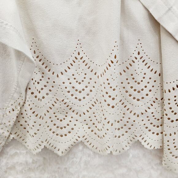 Kimono Krazy Kat Open Cardigan Beige Lace Boho Romantic Fairy Sueded Y2K Size L - Picture 3 of 14